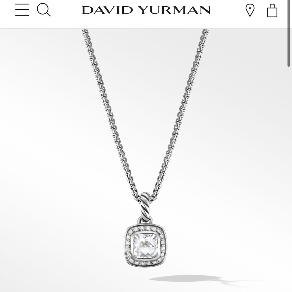 Petite Albion Pendant Necklace in Sterling silver with white topaz stone